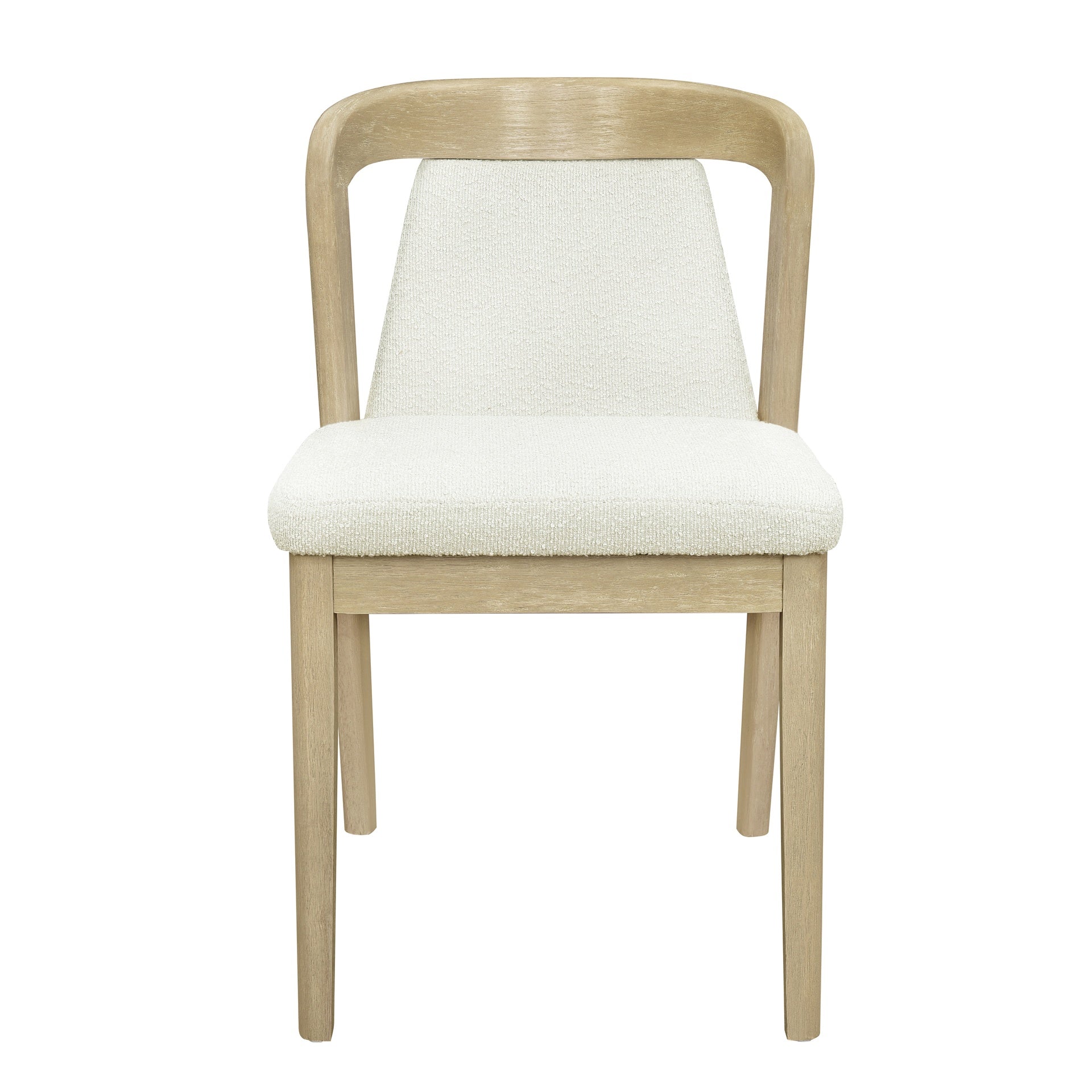 Upholstered Backrest Armless Dining Chairs (Natural Ash+Beige)
