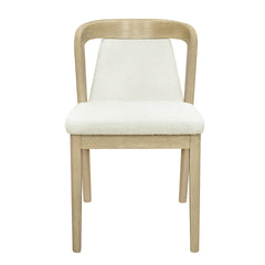 Upholstered Backrest Armless Dining Chairs (Natural Ash+Beige)