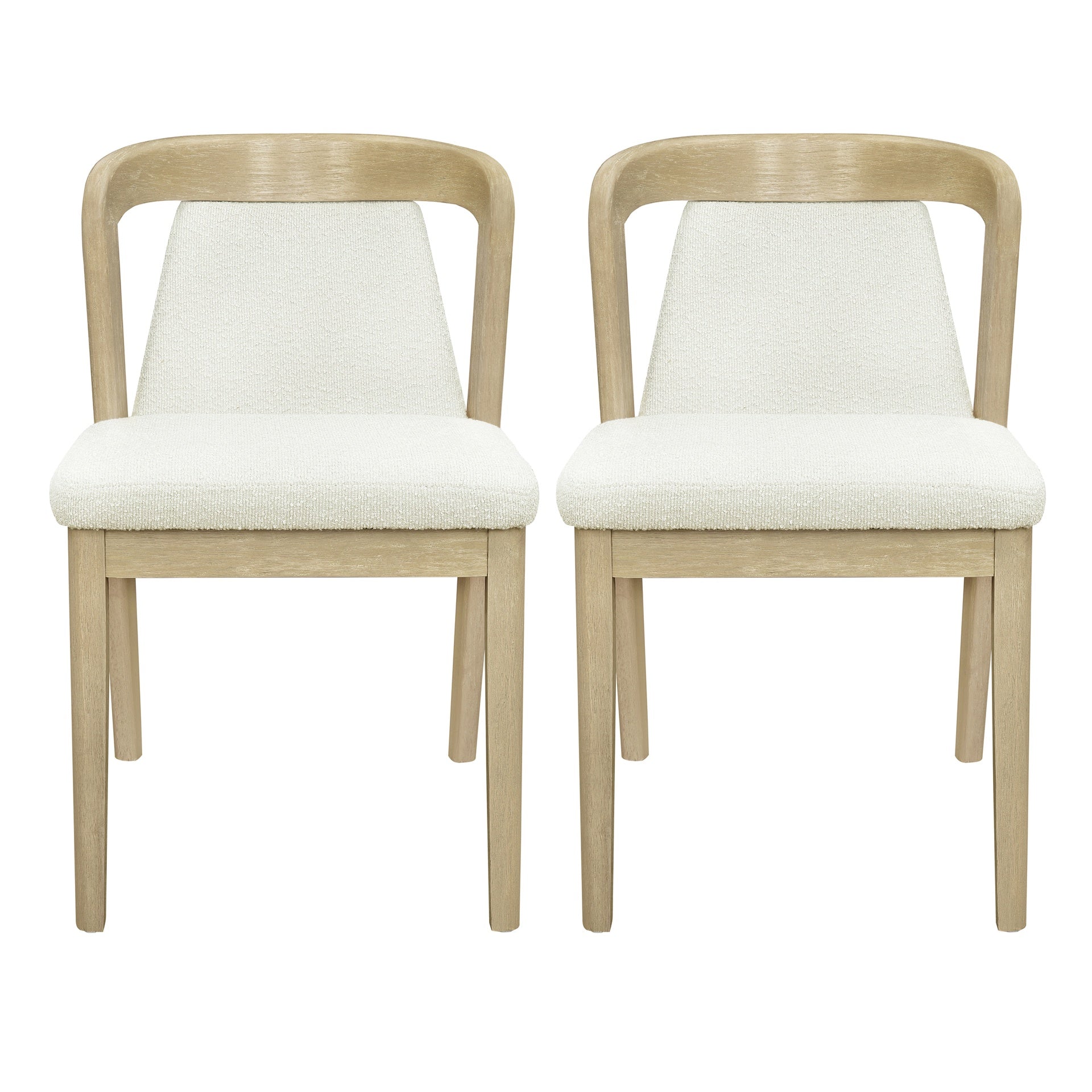 Upholstered Backrest Armless Dining Chairs (Natural Ash+Beige)