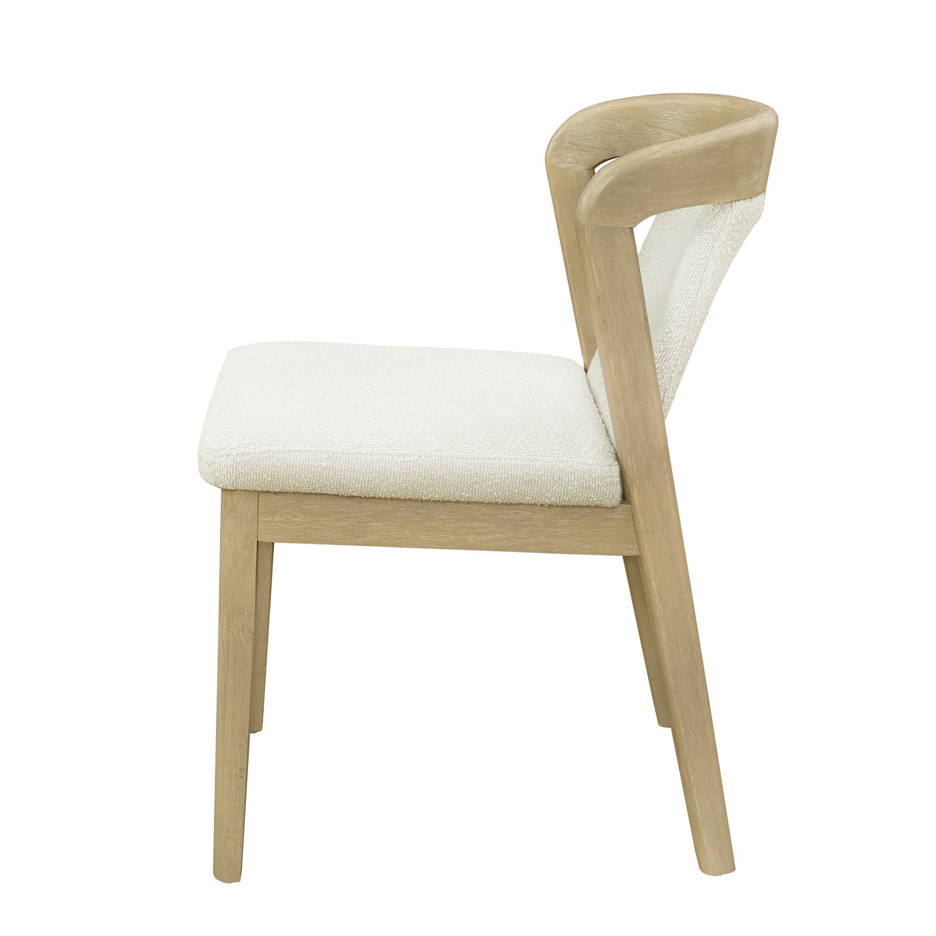 Upholstered Backrest Armless Dining Chairs (Natural Ash+Beige)