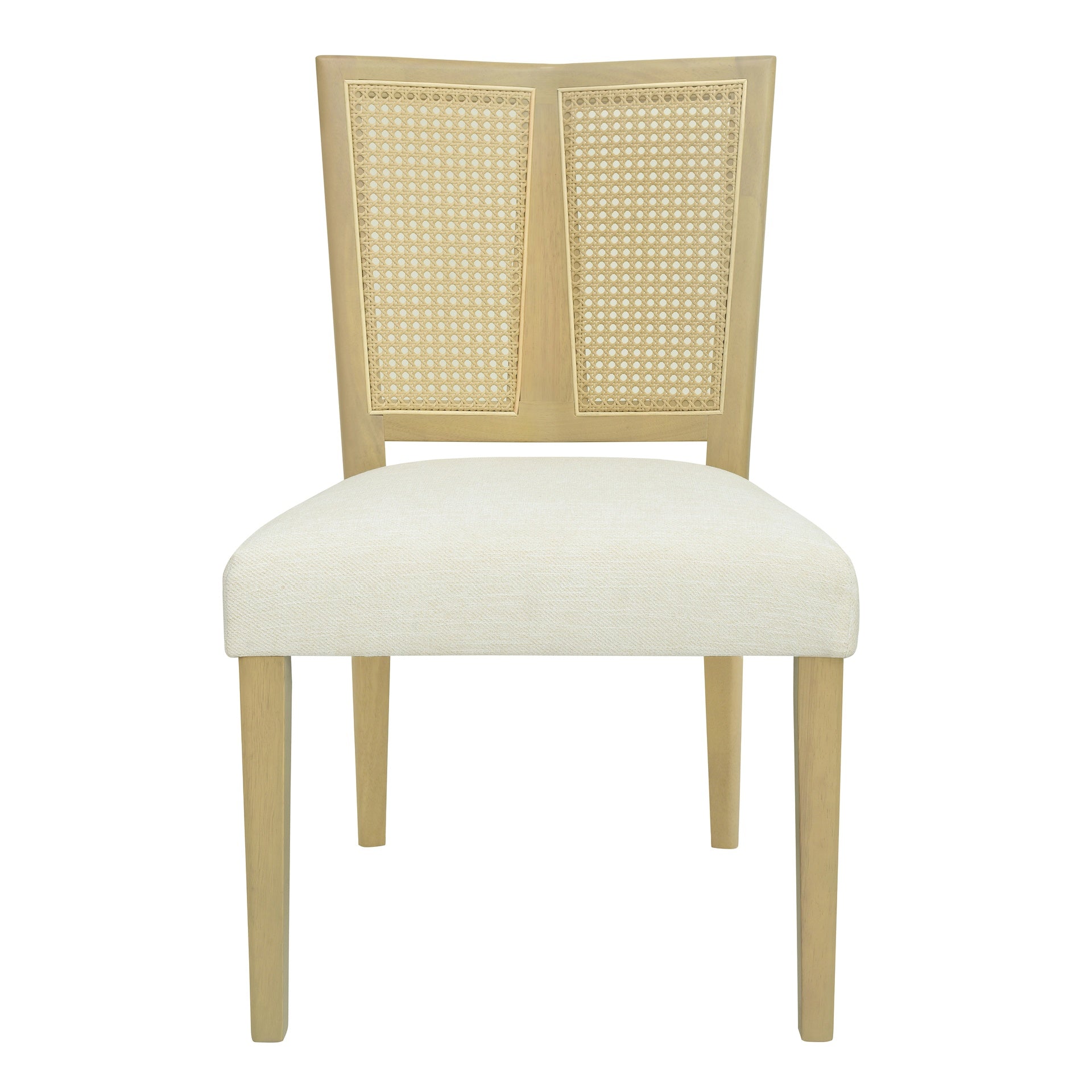 Rattan Dining Chair Without Arm(light ash+beige) Set of 2