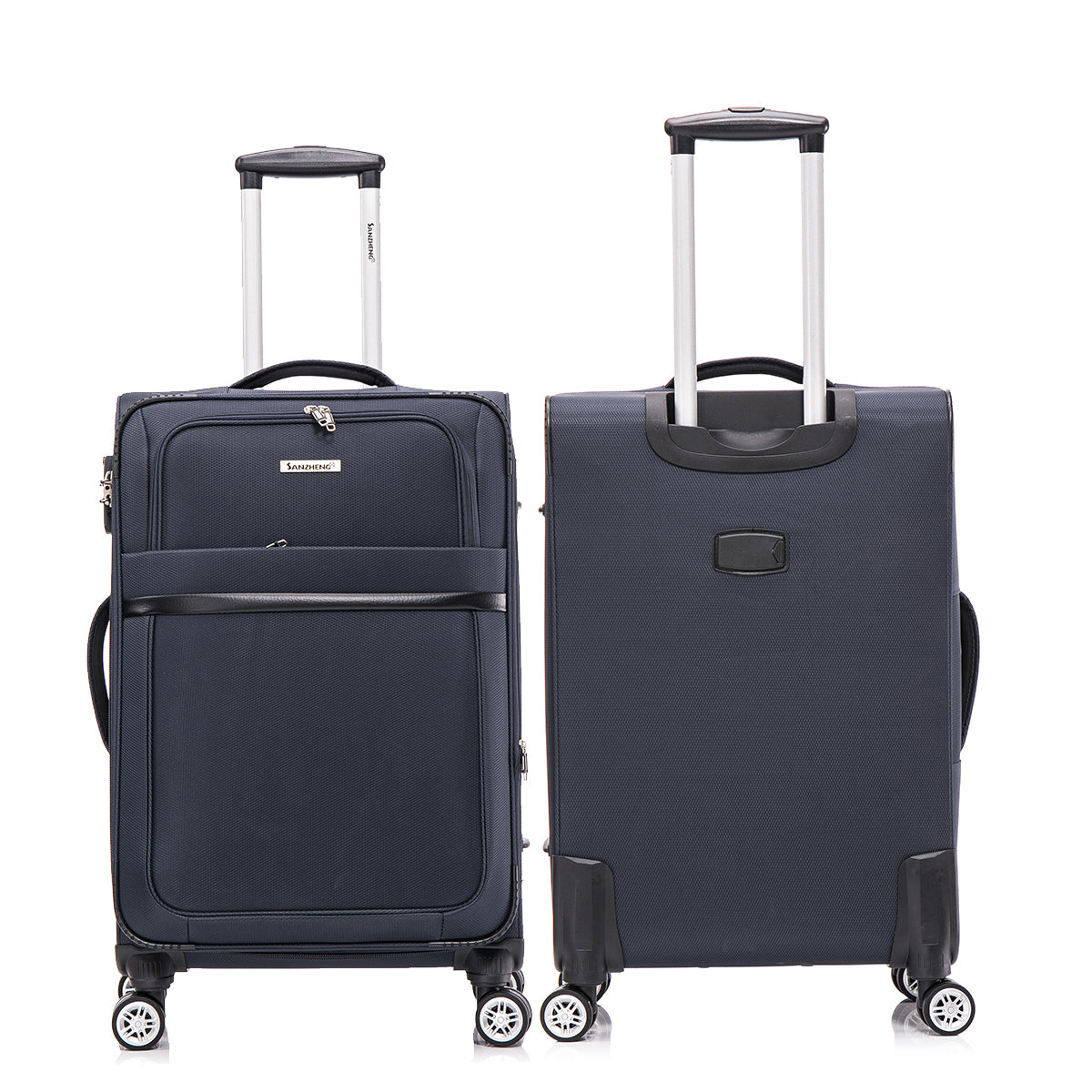 3-piece fabric soft luggage set with swivel wheels and password lock, DARK BLUE.20/26/30 inches