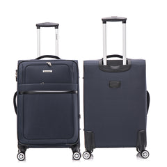 3-piece fabric soft luggage set with swivel wheels and password lock, DARK BLUE.20/26/30 inches