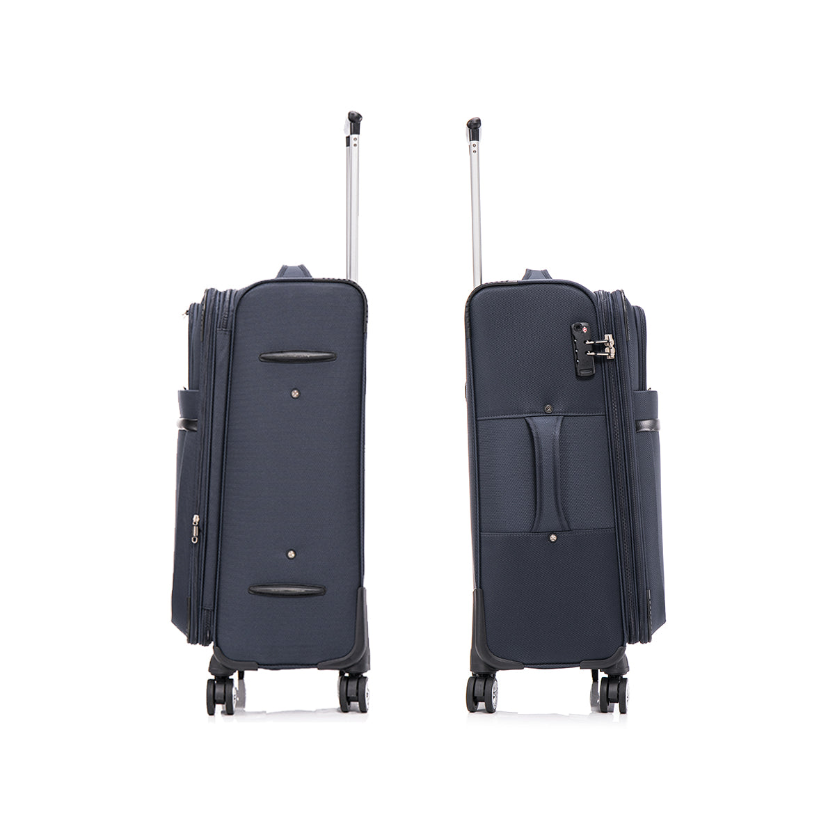 3-piece fabric soft luggage set with swivel wheels and password lock, DARK BLUE.20/26/30 inches