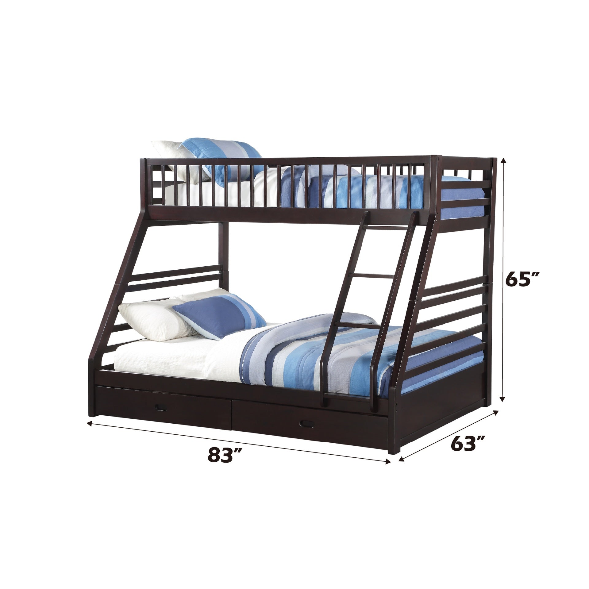 Jason Espresso Finish Twin Xl/Queen Bunk Bed W/Storage