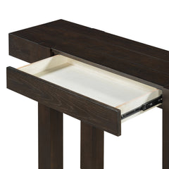 TREXM Rustic Minimalist Console Table with Hidden Drawer, Side Power Outlet,Wood Entryway Table for Entryways, Living Rooms and Home Offices(Espresso)