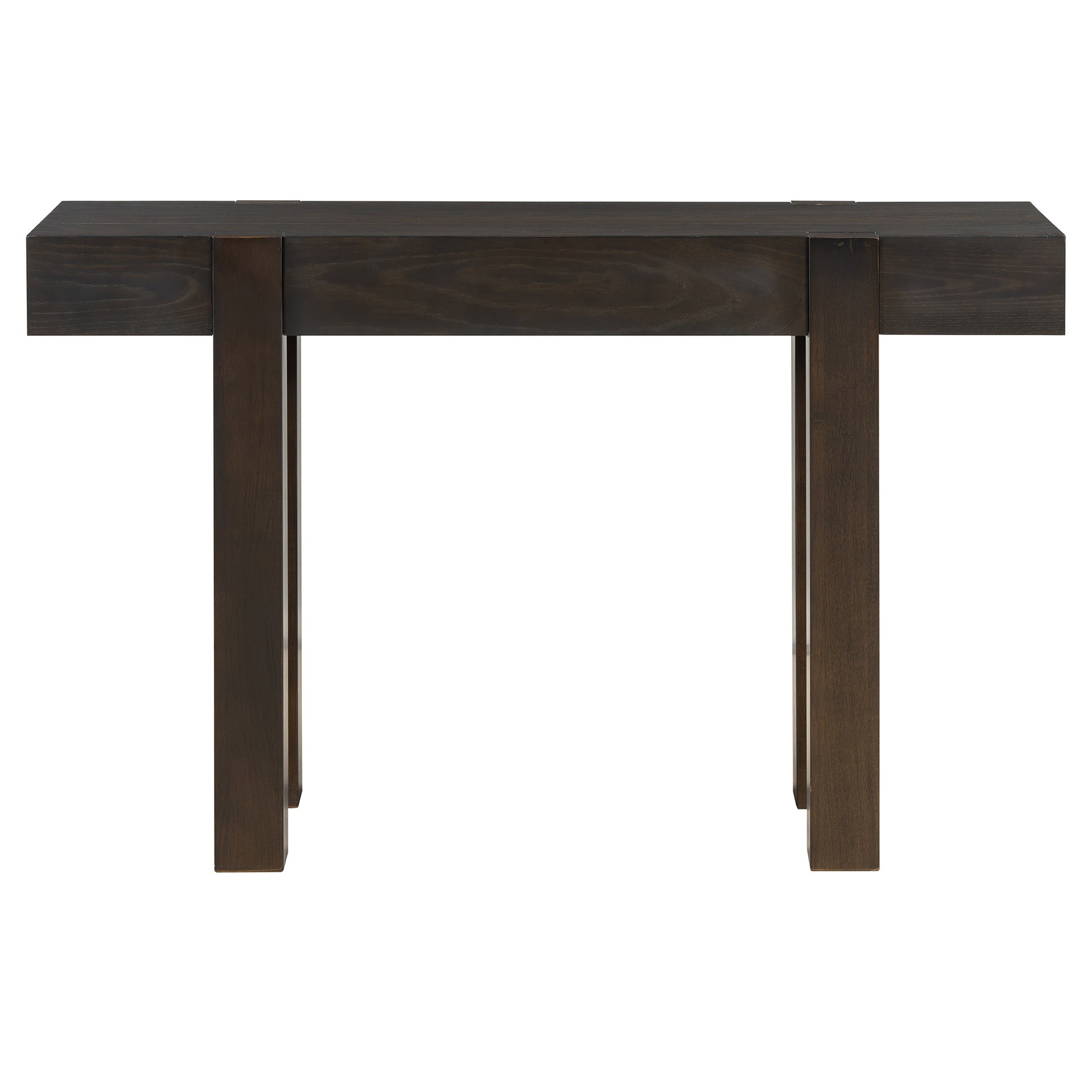 TREXM Rustic Minimalist Console Table with Hidden Drawer, Side Power Outlet,Wood Entryway Table for Entryways, Living Rooms and Home Offices(Espresso)