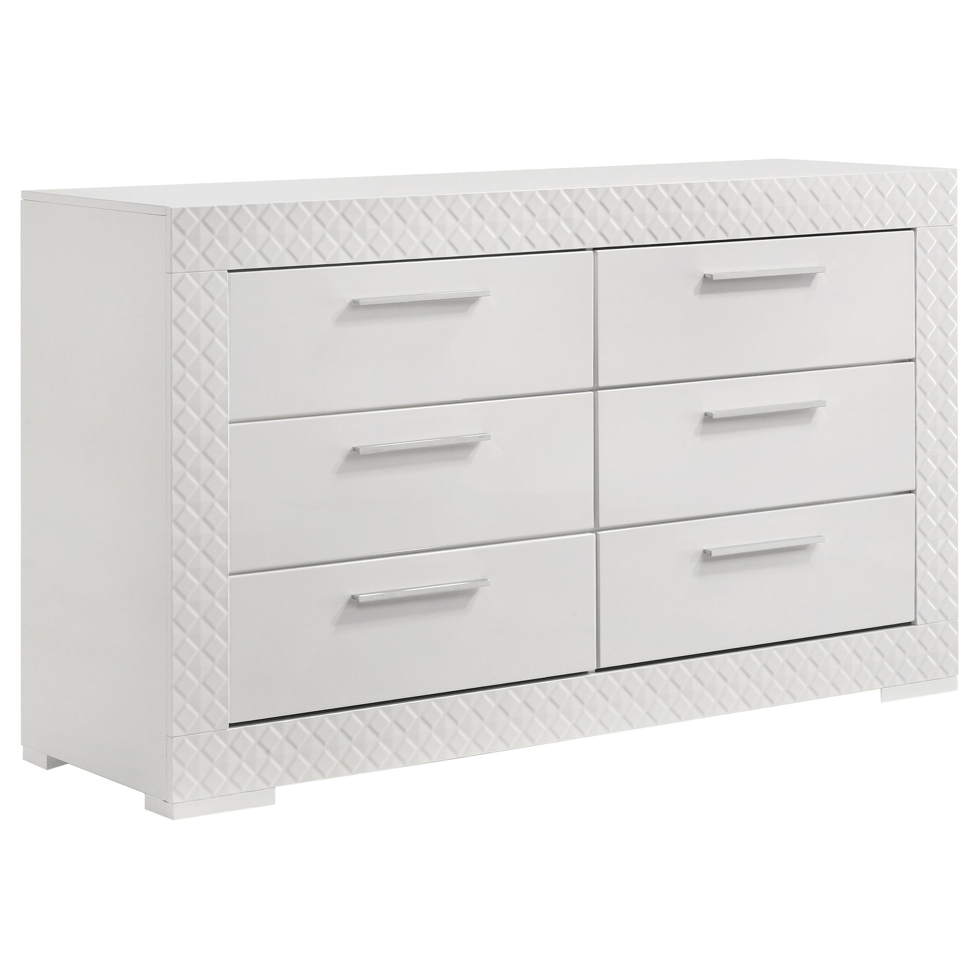 Pierce White High Gloss 6-drawer Dresser Cabinet