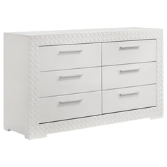 Pierce White High Gloss 6-drawer Dresser Cabinet