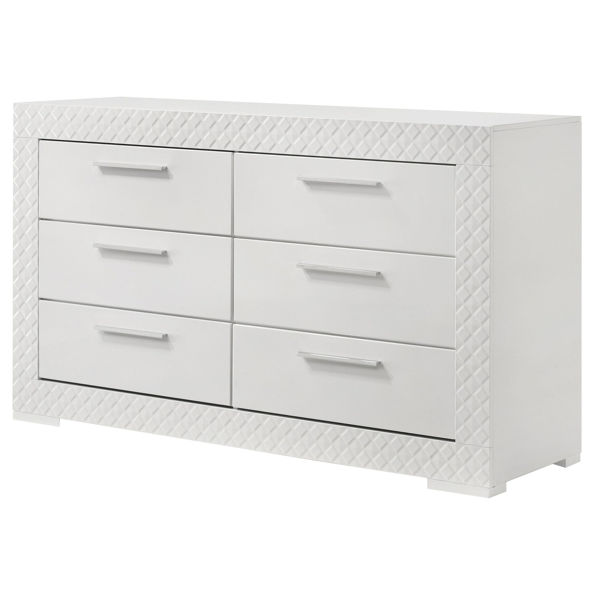 Pierce White High Gloss 6-drawer Dresser Cabinet