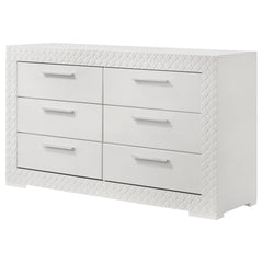 Pierce White High Gloss 6-drawer Dresser Cabinet