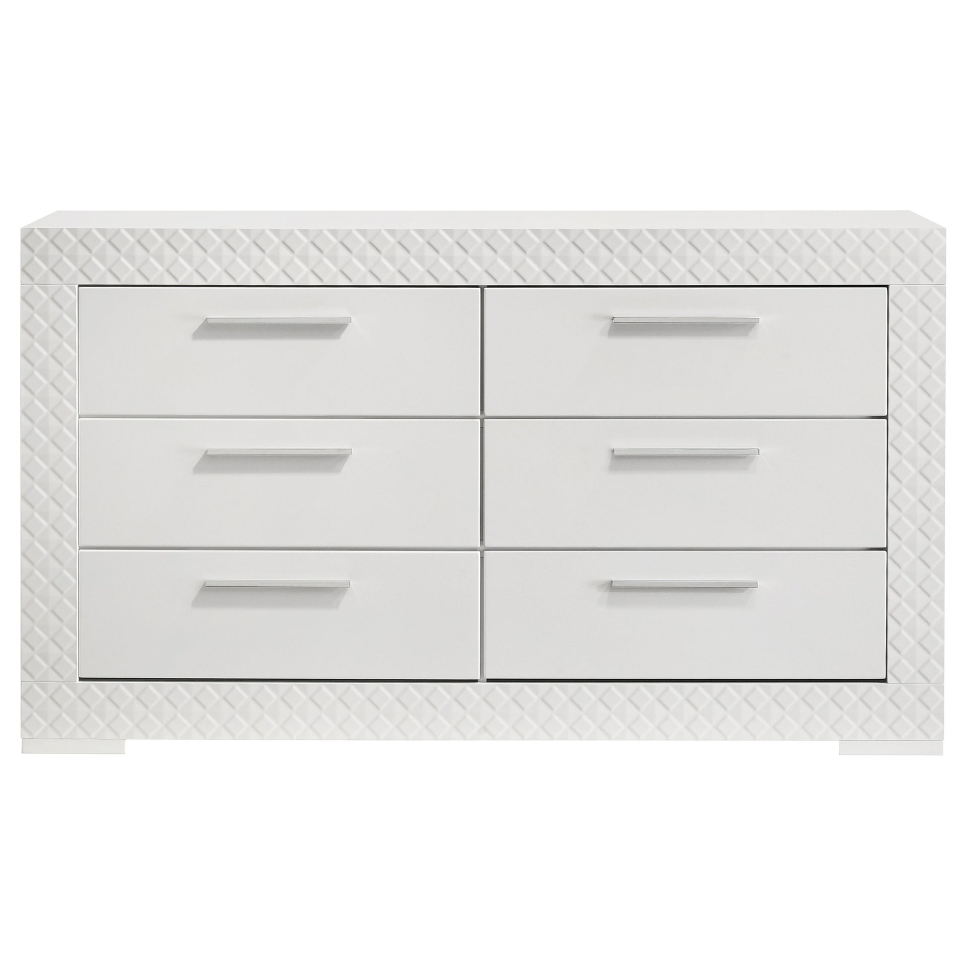 Pierce White High Gloss 6-drawer Dresser Cabinet