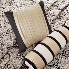 6 Piece Jacquard Quilt Set with Throw Pillows Black Full/Queen