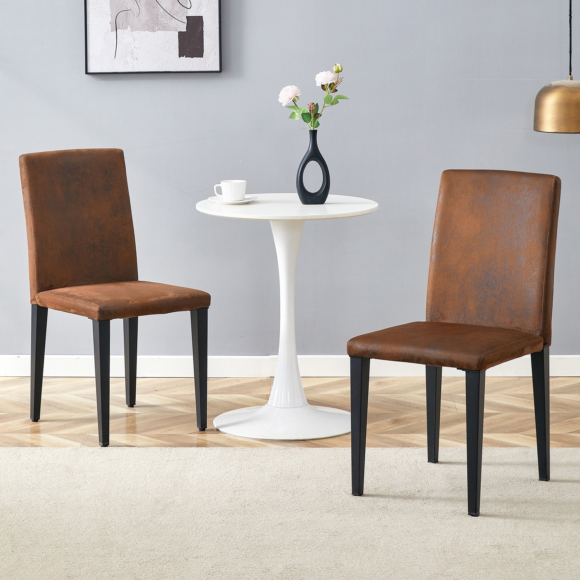 Two brown technology fabric dining chairs, simple and versatile, comfortable and accompanied. Exquisite and versatile dining chairs unlock a comfortable new experience.(Set of 2)W1151P263135