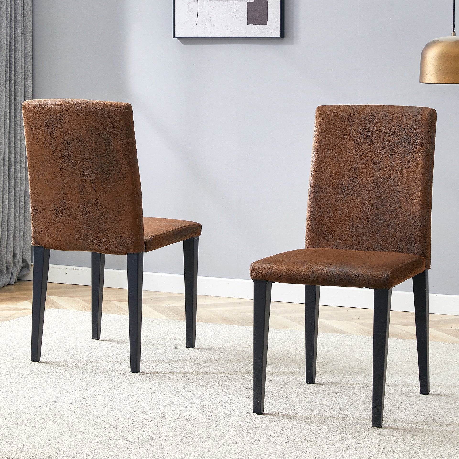 Two brown technology fabric dining chairs, simple and versatile, comfortable and accompanied. Exquisite and versatile dining chairs unlock a comfortable new experience.(Set of 2)W1151P263135