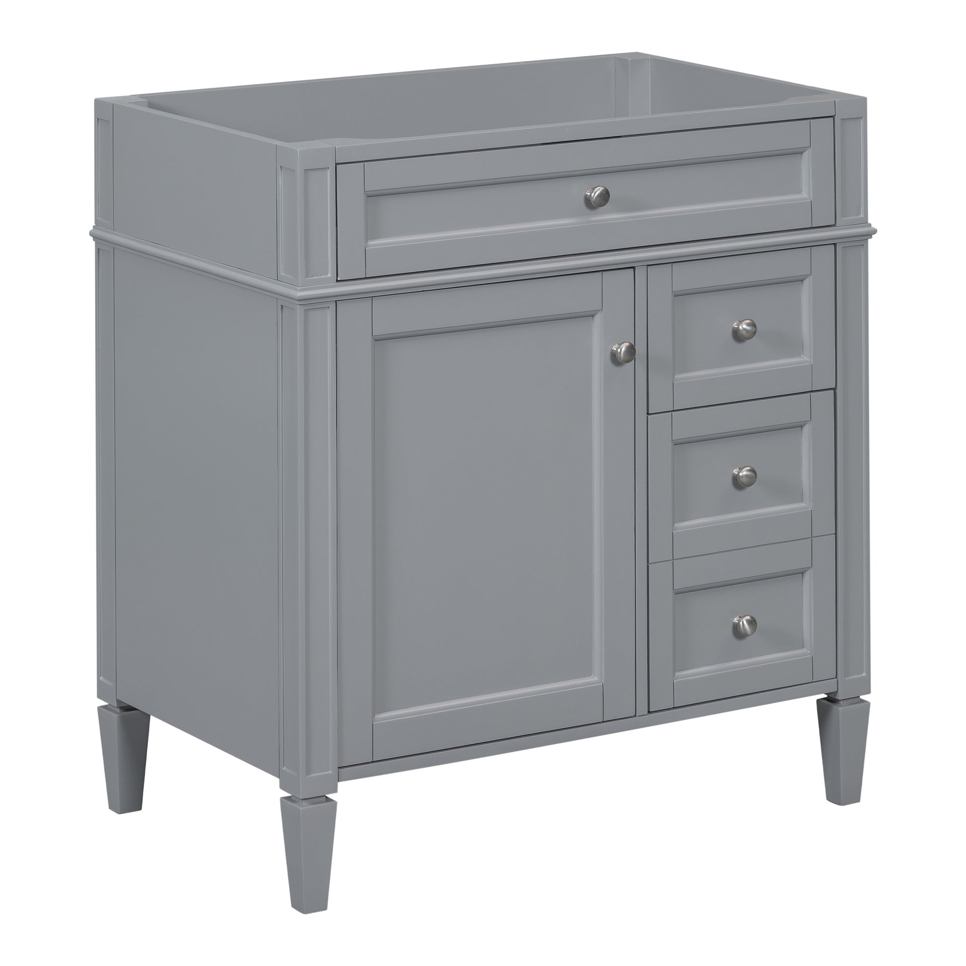 30'' Bathroom Vanity without Top Sink, Modern Bathroom Storage Cabinet with 2 Drawers and a Tip-out Drawer (NOT INCLUDE BASIN)