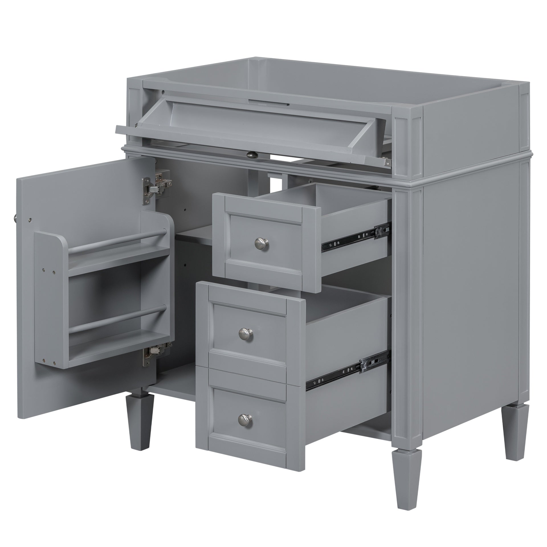 30'' Bathroom Vanity without Top Sink, Modern Bathroom Storage Cabinet with 2 Drawers and a Tip-out Drawer (NOT INCLUDE BASIN)