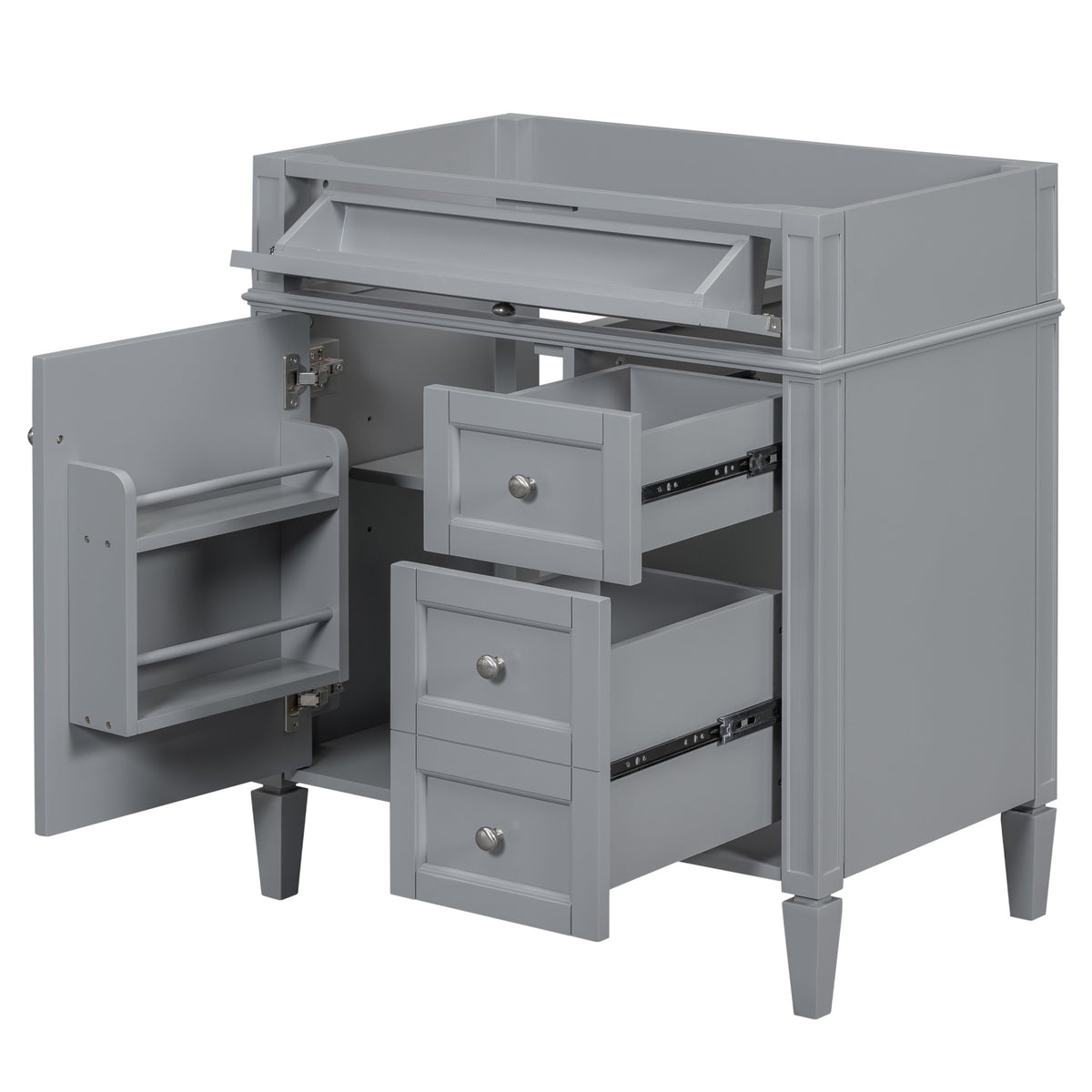 30'' Bathroom Vanity without Top Sink, Modern Bathroom Storage Cabinet with 2 Drawers and a Tip-out Drawer (NOT INCLUDE BASIN)