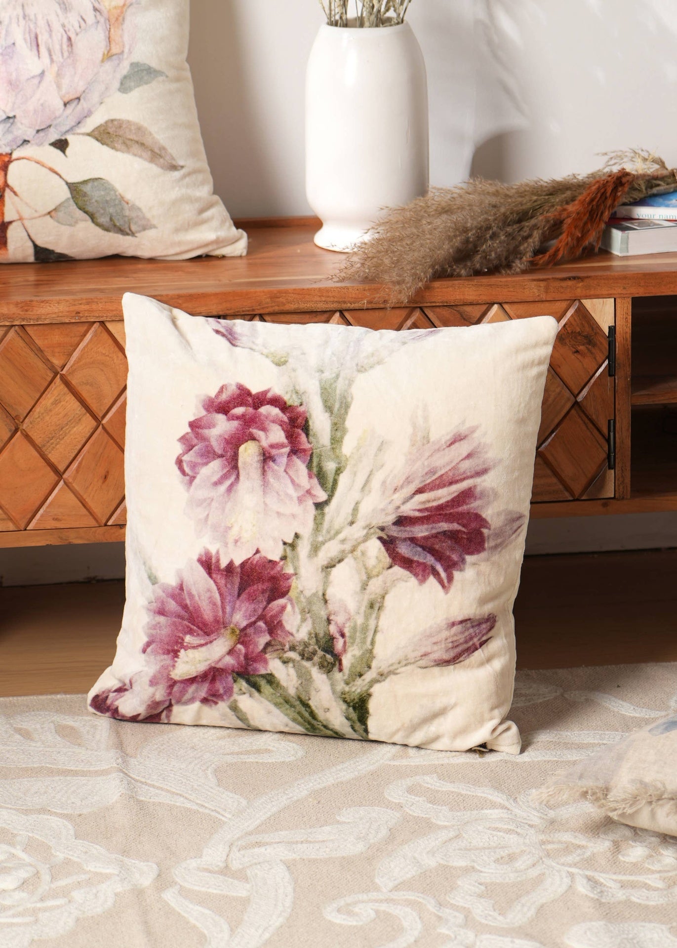 Cotton Velvet Printed Cushion Printed-18 X 18 Inch