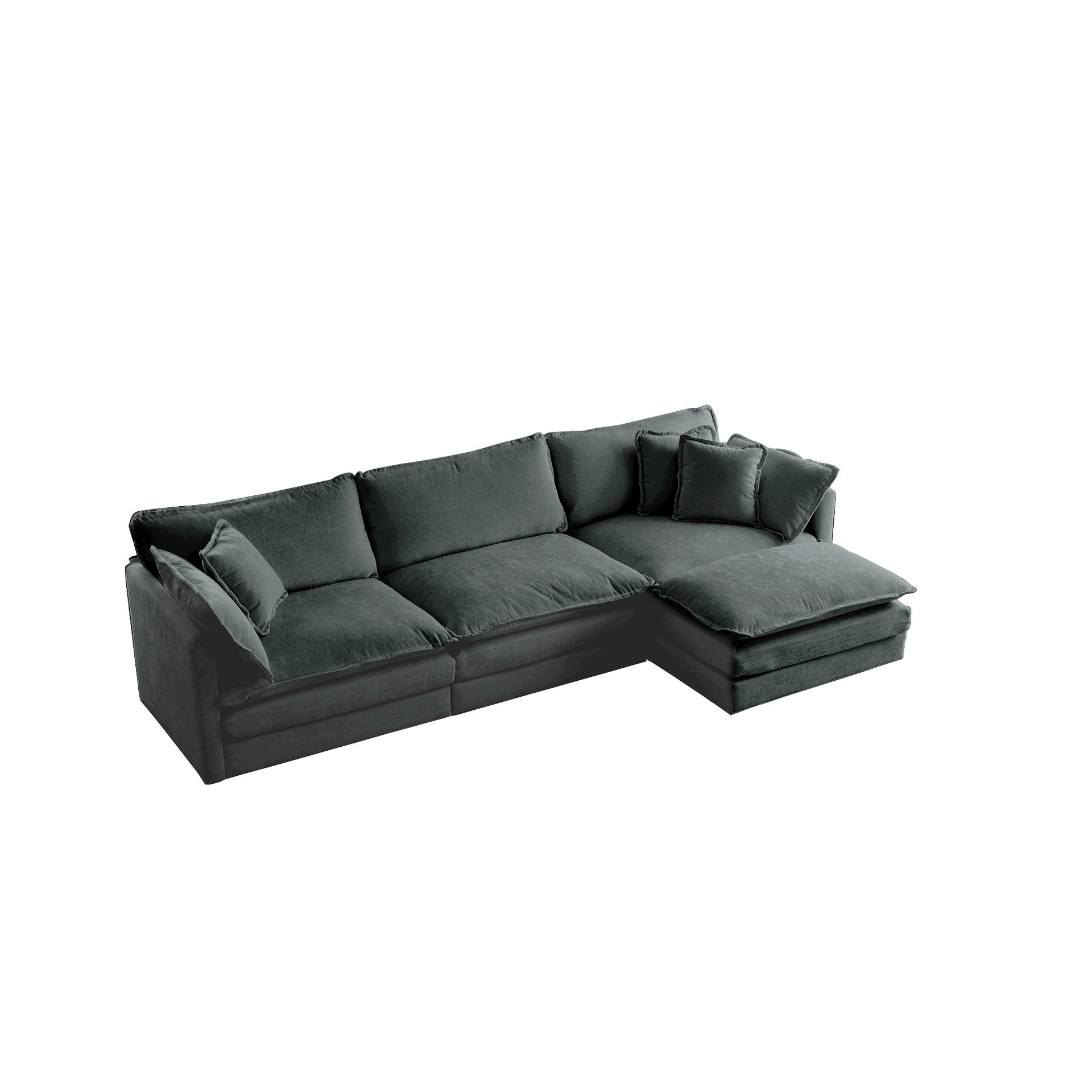 Free Combination Comfy Upholstery Modular Oversized L Shaped Sectional Sofa With Reversible Ottoman, Gray Chenille