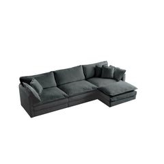 Free Combination Comfy Upholstery Modular Oversized L Shaped Sectional Sofa With Reversible Ottoman, Gray Chenille
