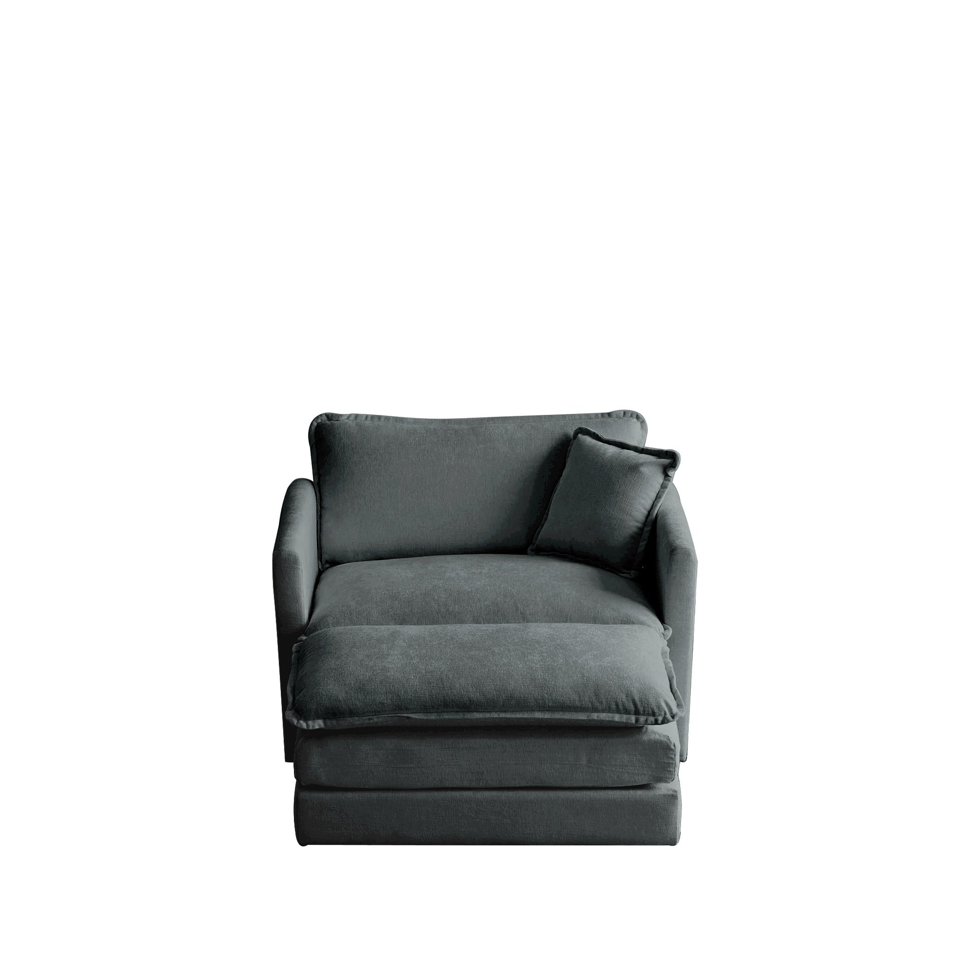 Modern Accent Chair with Ottoman, Living Room Club Chair Chenille Upholstered Armchair , Reading Chair for Bedroom, Gray Chenille