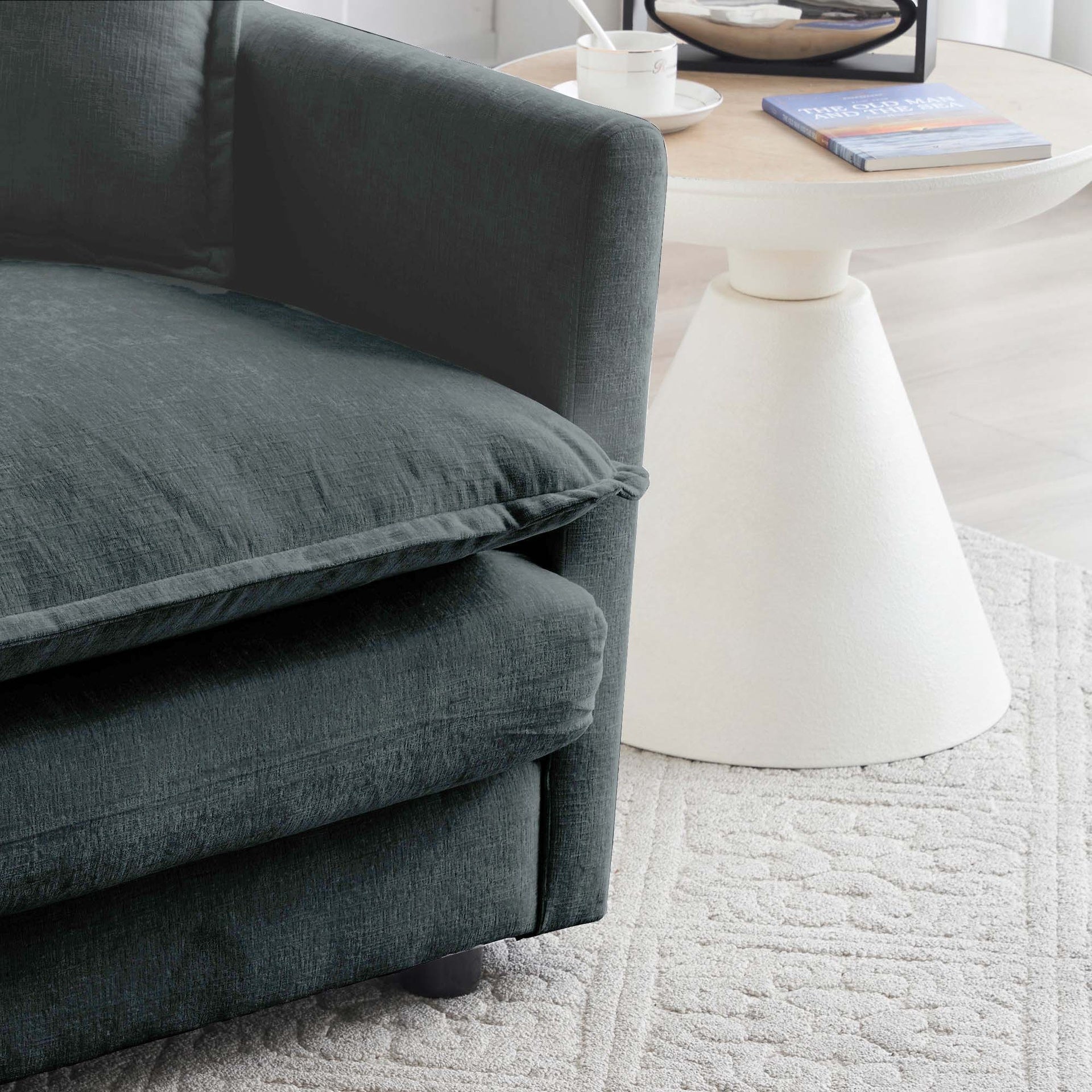 Modern Accent Chair with Ottoman, Living Room Club Chair Chenille Upholstered Armchair , Reading Chair for Bedroom, Gray Chenille