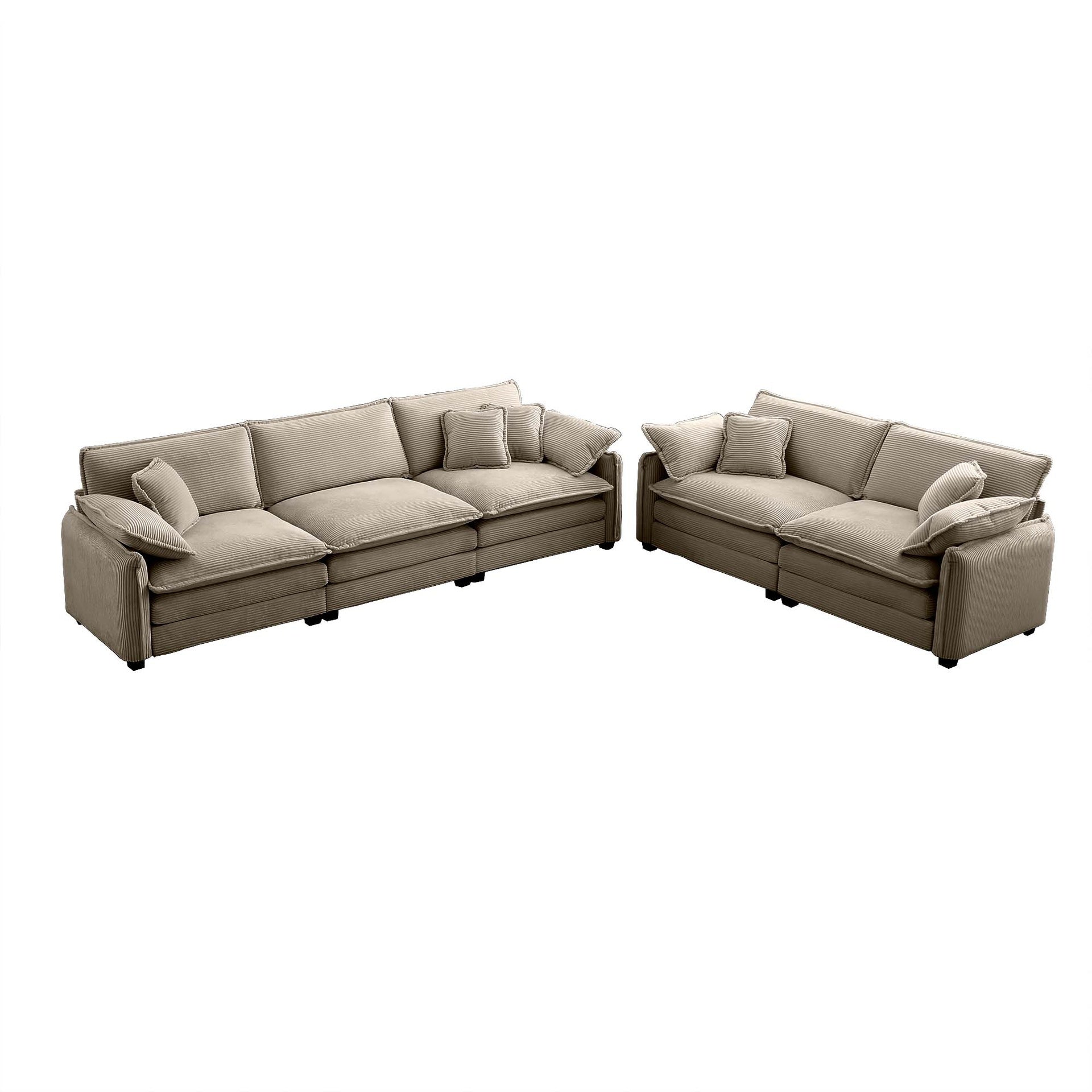 Family sofa set Deep Seat Sofa, Warm Sofa for Home Cinema and Living Room, One 2-Seater Sofa and One 3-Seater Sofa,Tan Corduroy