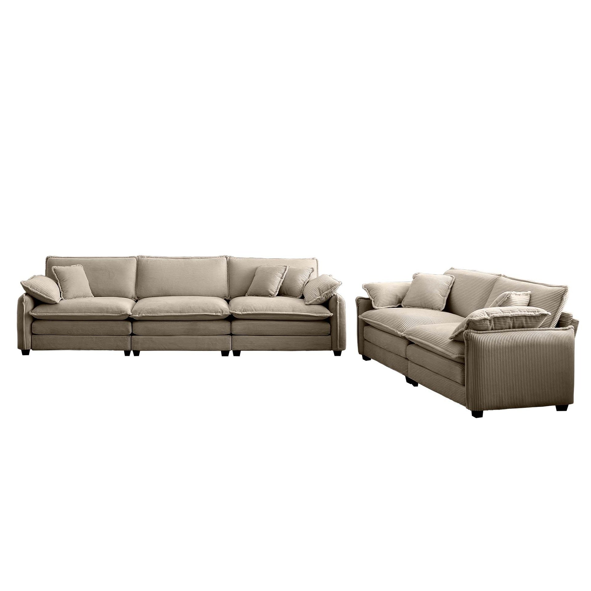Family sofa set Deep Seat Sofa, Warm Sofa for Home Cinema and Living Room, One 2-Seater Sofa and One 3-Seater Sofa,Tan Corduroy