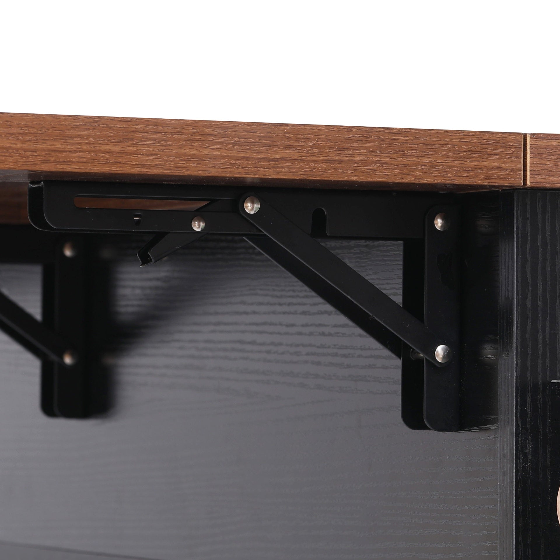 K&K 46.5'' Farmhouse Kitchen Island with Drape of Beads, Power Outlet, Rolling Kitchen Cart on Wheels with Drop Leaf, 3 Doors , 3 Drawers and Internal Iron Shelf, for Kitchen, Dining Room, Black