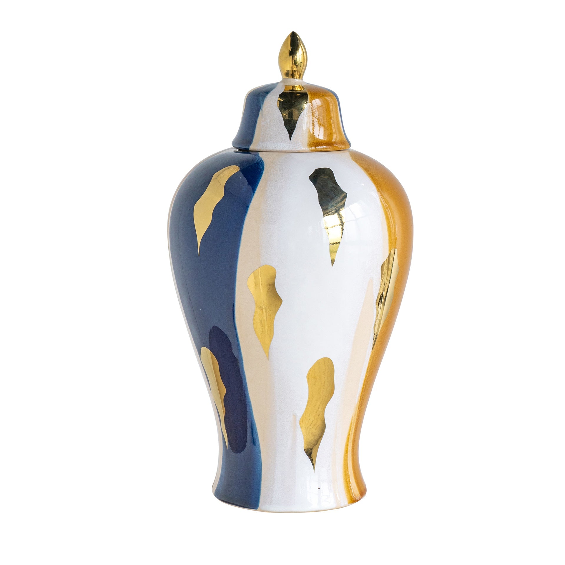 9.8x9.8x19.1" Curved Ceramic Jar with Artistic Multicolored Finish