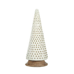 D6.7x18" Glass Christmas Cone Tree Decoration, Cream