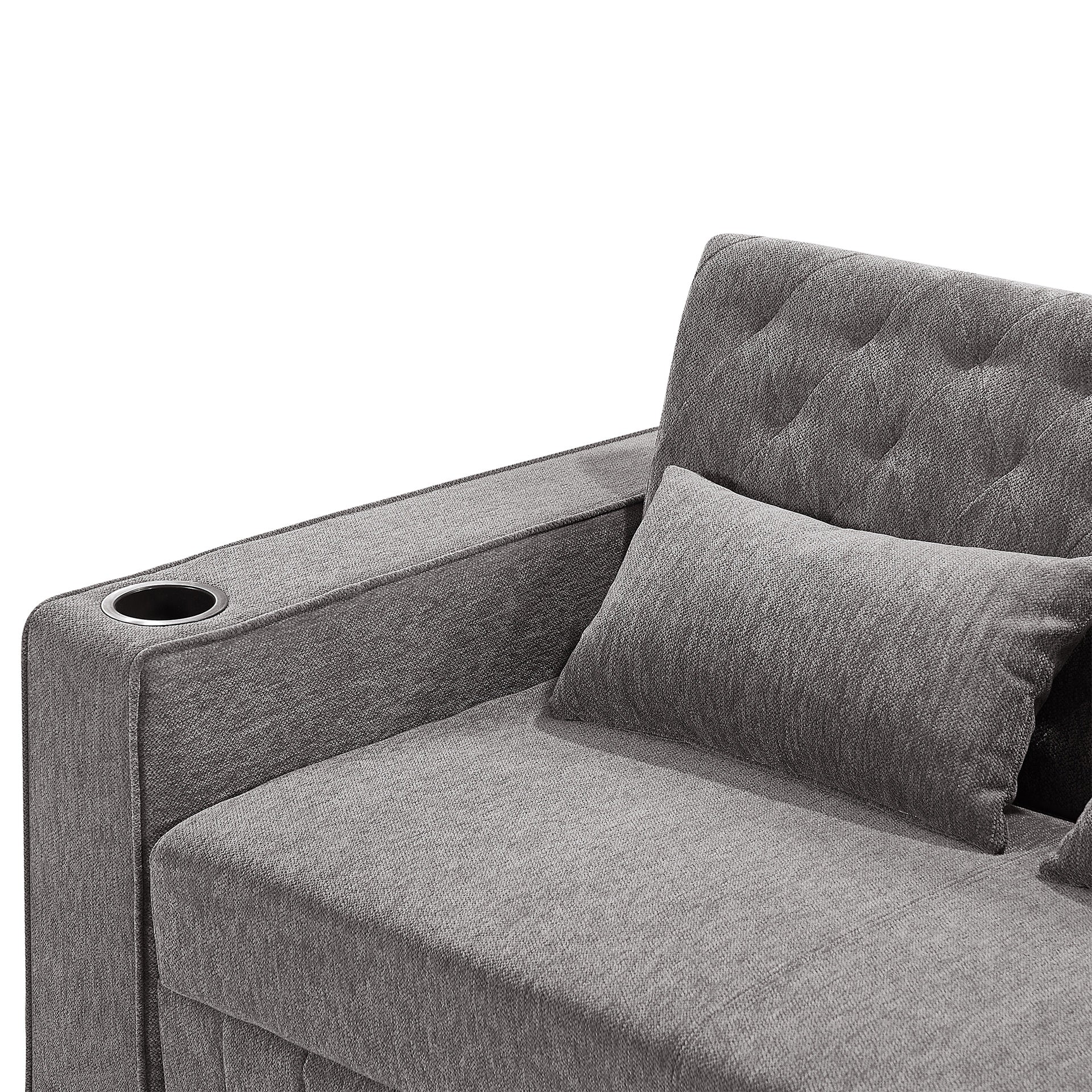 61.4" Pull-out Sofa Bed Convertible Couch Loveseat Sofa Modern Sleeper Sofa with Adjustable Backrest for Living Room, Grey