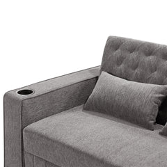 61.4" Pull-out Sofa Bed Convertible Couch Loveseat Sofa Modern Sleeper Sofa with Adjustable Backrest for Living Room, Grey
