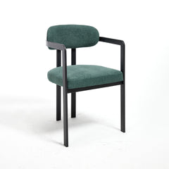 Modern Dining Room Chairs Set of 2, Mid-Century Upholstered Boucle Kitchen Dining Chairs with Black Metal Legs side chair