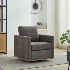 30.7"W Square Upholstered Swivel Accent Chair and Comfy Accent Single Sofa Chair, 360 Degree Club Chair, Lounge Armchair for Living Room Bedroom Apartment Nursery. Charcoal