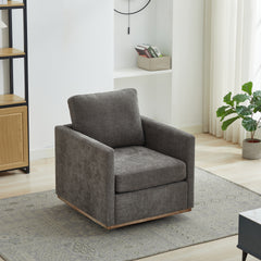 30.7"W Square Upholstered Swivel Accent Chair and Comfy Accent Single Sofa Chair, 360 Degree Club Chair, Lounge Armchair for Living Room Bedroom Apartment Nursery. Charcoal