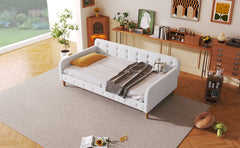 Twin Size Upholstered Daybed with 4 Support Legs, Beige