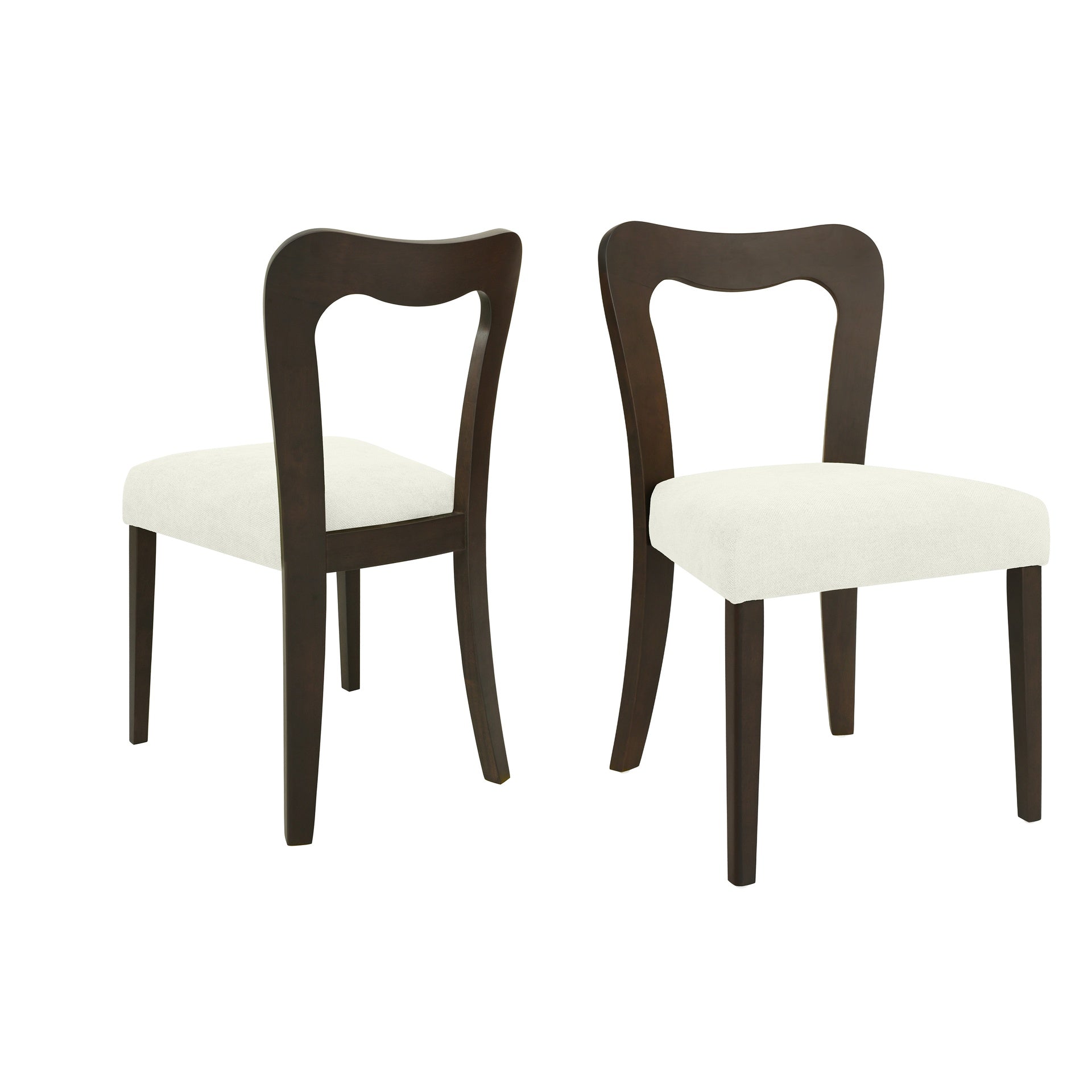 Dining Chair Without Arm(dark brown+beige) Set of 2