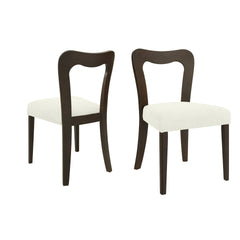 Dining Chair Without Arm(dark brown+beige) Set of 2