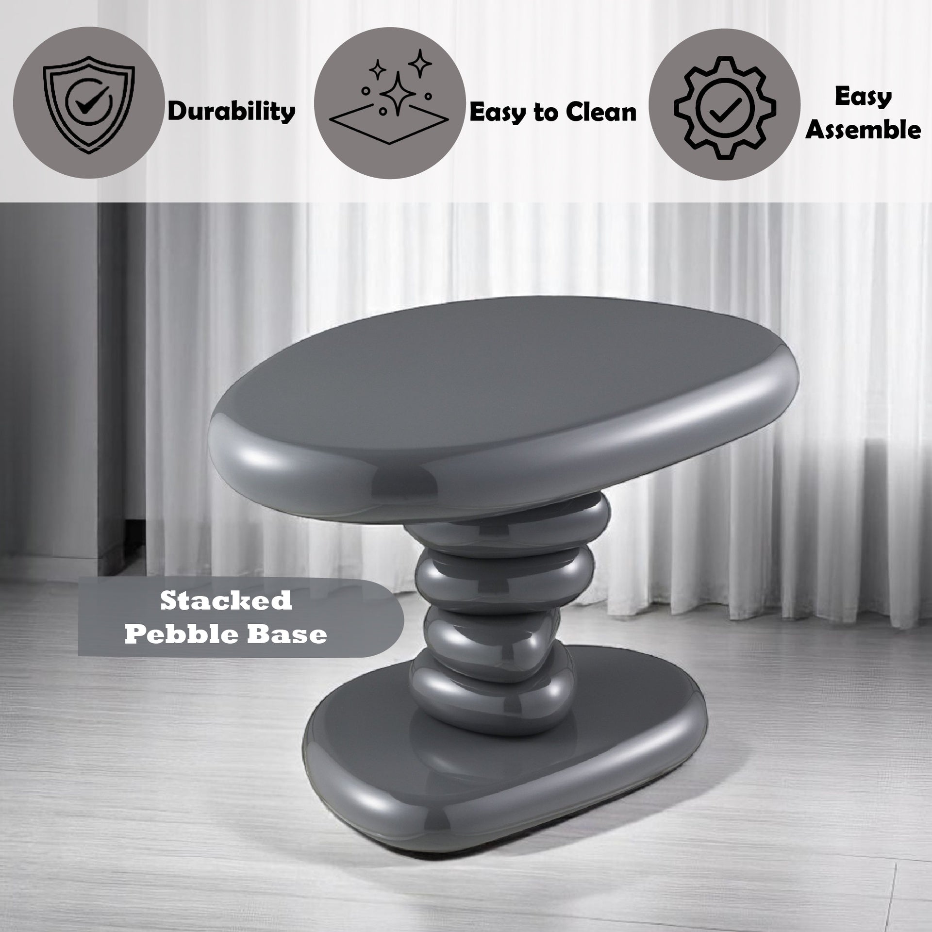 Charlene Gray High Gloss End Table