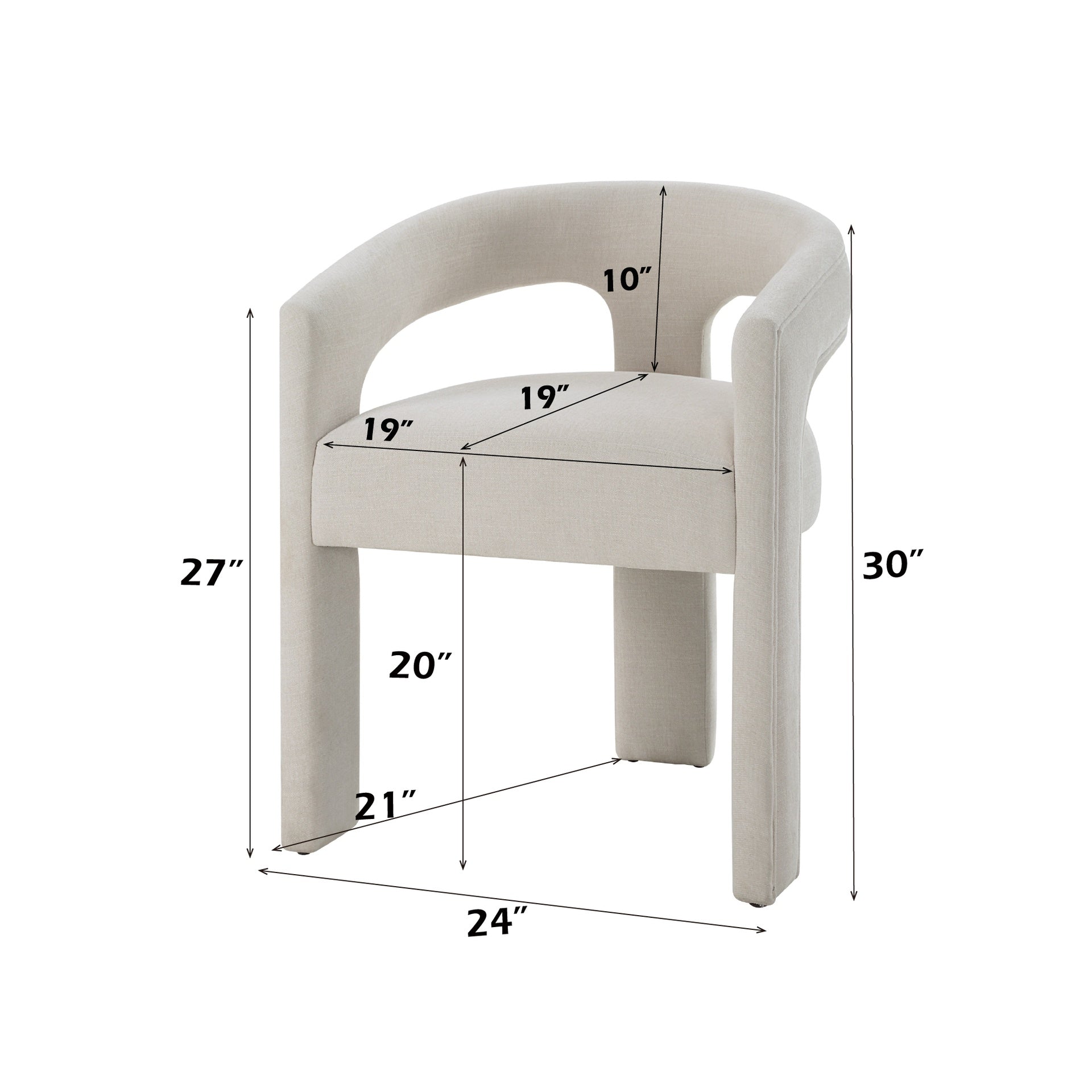 Gamarya White Chenille Side Chair (Set of 2)