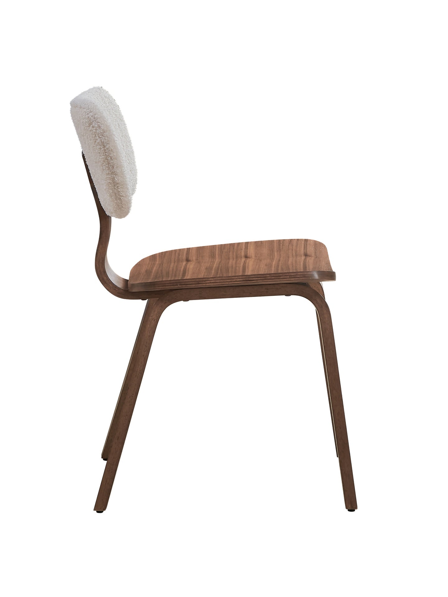 Casson White Boucle 7 Walnut Finish Side Chair (Set of 2)