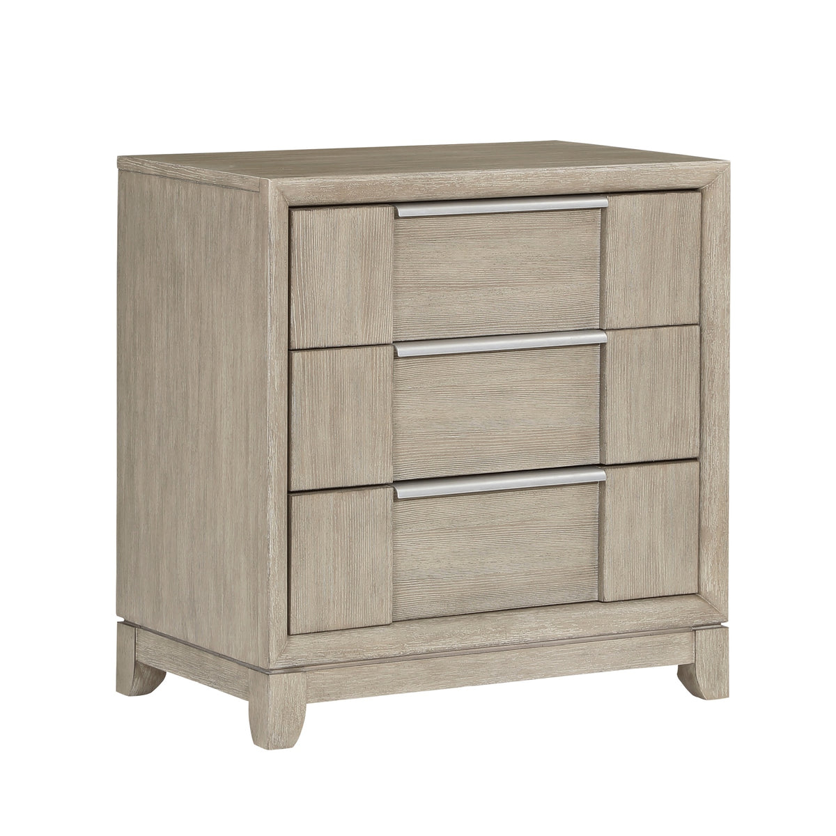 Light Gray Finish 3-Drawers Nightstand with Charging Port Modern Style Bedroom Furniture 1pc Bedside Table
