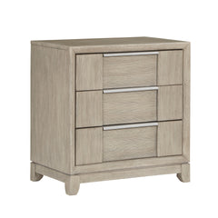 Light Gray Finish 3-Drawers Nightstand with Charging Port Modern Style Bedroom Furniture 1pc Bedside Table