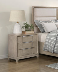 Light Gray Finish 3-Drawers Nightstand with Charging Port Modern Style Bedroom Furniture 1pc Bedside Table