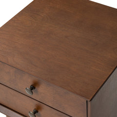 Nightstand with 2-Drawers, Small Side End Table with Storage, Walnut