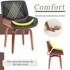 Mid-Century Modern Dining Chair - 360° Swivel(set of 2), PU Leather Upholstery, Ergonomic Design for Kitchen, Office & Dining Room