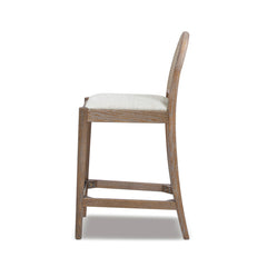 Panama 26.5" Curved Back Cane Rattan Counter Stool, Set of 2, Two-Tone Neutral Gray Polyester Wool Blend