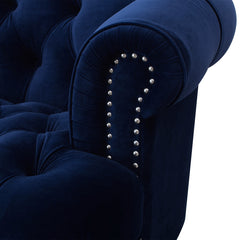 La Rosa Victorian Tufted Upholstered Accent Chair, Navy Blue Velvet